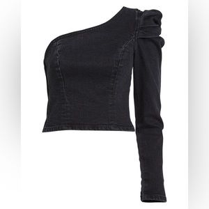 GRLFRND Kyla One Shoulder Denim Top